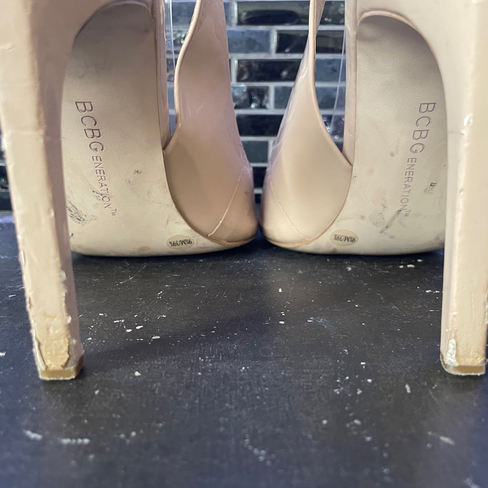 Bcbgeneration Nude Peep Toe Slingback Patent Leat… - image 6